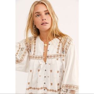 Free People Ivory All Roads Lead to You Blouse